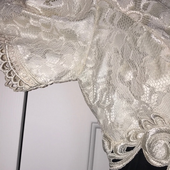 VINTAGE lace top Taffeta lined skirt dress - Picture 4 of 11